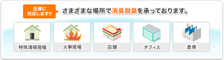 さまざまな場所で消臭脱臭を承っております。